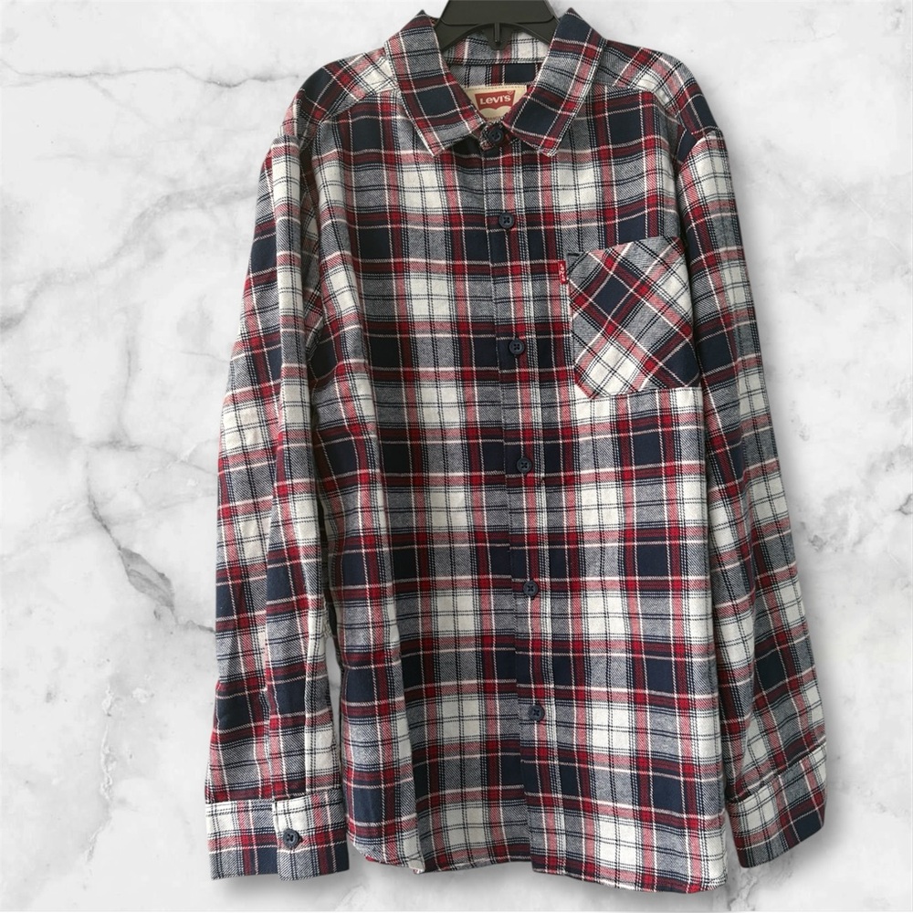 Levi's Boy’s Red and Blue Plaid Shirt